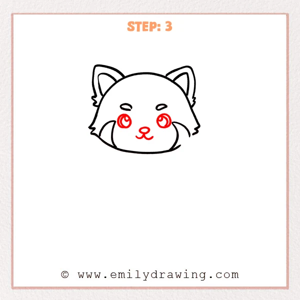 how to draw a red panda - Step 3